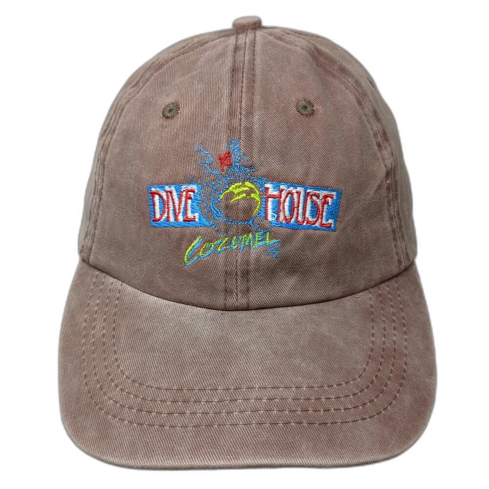 OSCAPS Baseball Cap Brown One Size Dive House Cozumel Strapback Diving Sport Hat